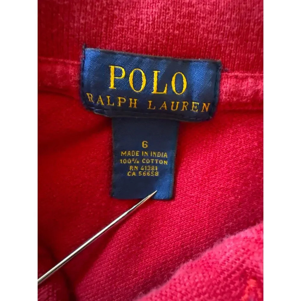 Polo Ralph Lauren Navy Pony Logo Kids Size 6 Red Polo Shirt